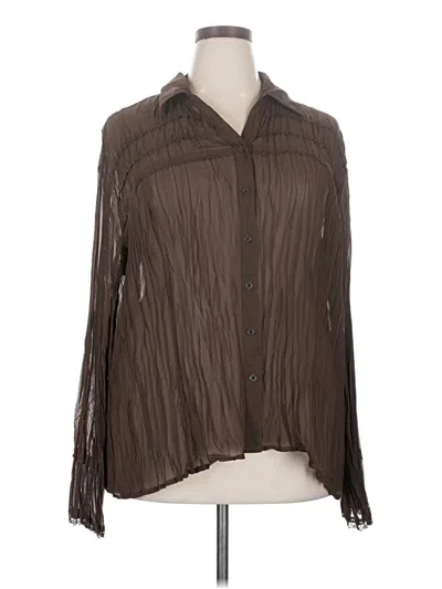 Pre-owned Apt. 9 Long Sleeve Blouse In Brown