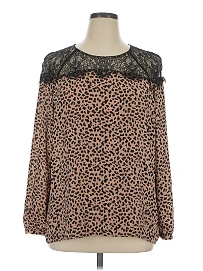 Pre-owned Apt. 9 Long Sleeve Blouse In Brown
