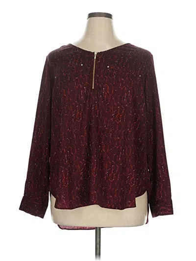 Pre-owned Apt. 9 Long Sleeve Blouse In Burgundy
