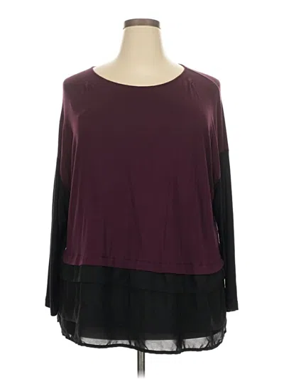Pre-owned Apt. 9 Long Sleeve Blouse In Burgundy