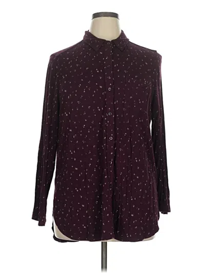 Pre-owned Apt. 9 Long Sleeve Blouse In Burgundy