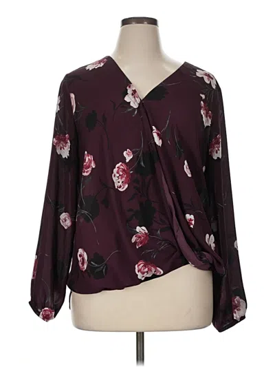 Pre-owned Apt. 9 Long Sleeve Blouse In Burgundy