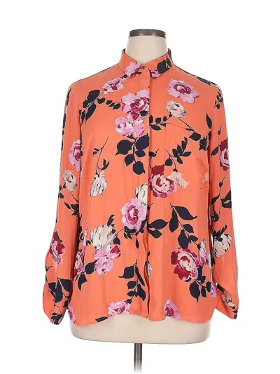Pre-owned Apt. 9 Long Sleeve Blouse In Orange