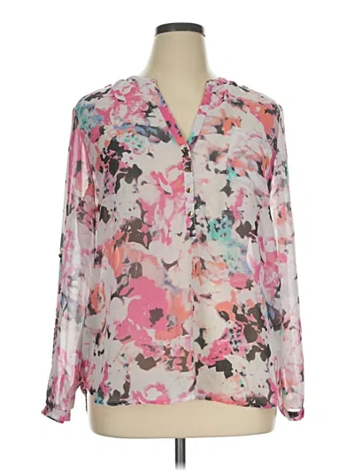 Pre-owned Apt. 9 Long Sleeve Blouse In Pink