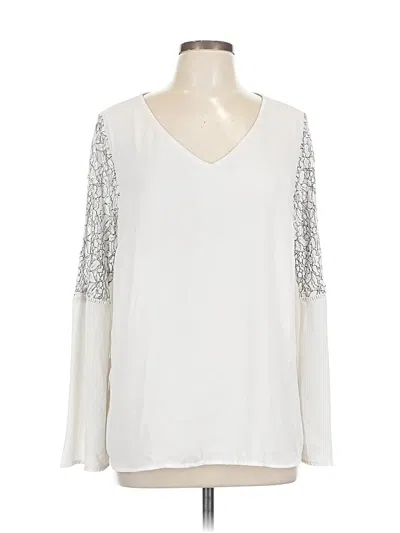 Pre-owned Apt. 9 Long Sleeve Blouse In Silver