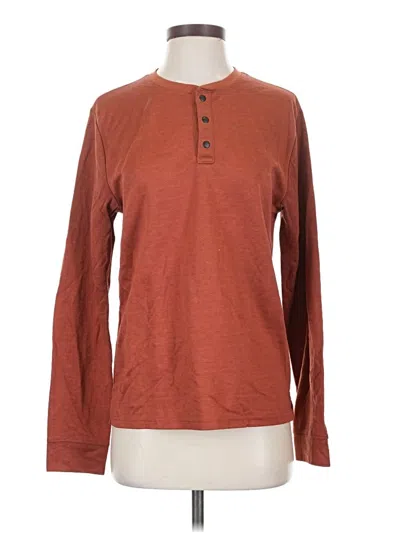 Pre-owned Apt. 9 Long Sleeve Henley Shirt In Brown