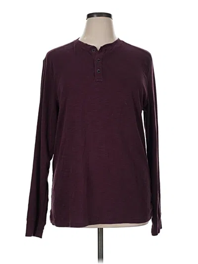 Pre-owned Apt. 9 Long Sleeve Henley Shirt In Burgundy