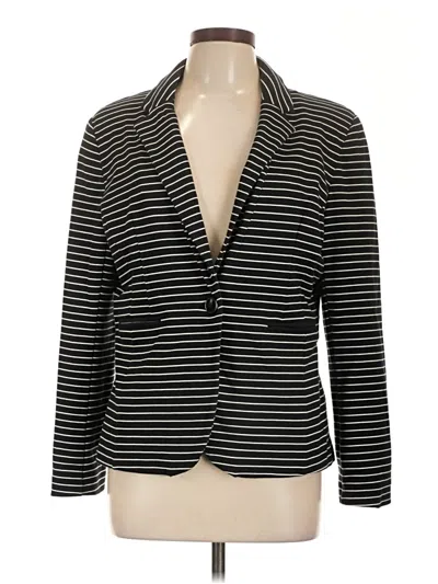 Pre-owned Apt. 9 Long Sleeve Top Black Stripes Pattern V-neck Tops