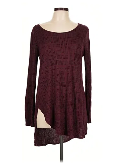 Pre-owned Apt. 9 Long Sleeve Top Burgundy Square Neckline Tops
