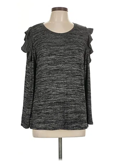 Pre-owned Apt. 9 Long Sleeve Top Gray Ruffles Neckline Tops
