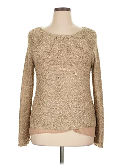 Pre-owned Apt. 9 Long Sleeve Top Tan Boatneck Tops In Brown