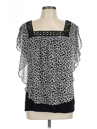 Pre-owned Apt. 9 Short Sleeve Blouse In Black