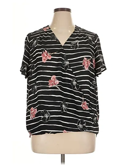 Pre-owned Apt. 9 Short Sleeve Blouse In Black