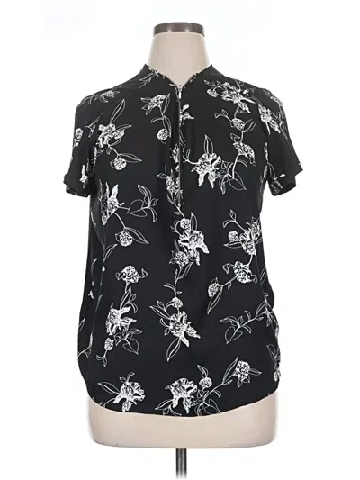 Pre-owned Apt. 9 Short Sleeve Blouse In Black