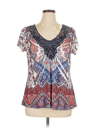 Pre-owned Apt. 9 Short Sleeve Blouse In Blue