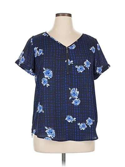 Pre-owned Apt. 9 Short Sleeve Blouse In Blue
