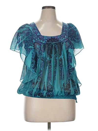 Pre-owned Apt. 9 Short Sleeve Blouse In Blue