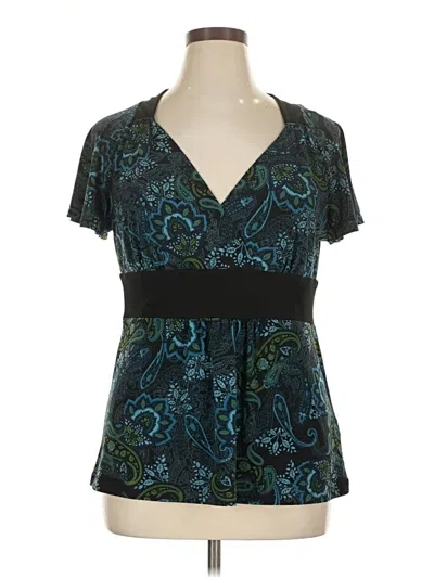 Pre-owned Apt. 9 Short Sleeve Blouse In Blue