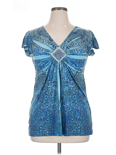Pre-owned Apt. 9 Short Sleeve Blouse In Blue