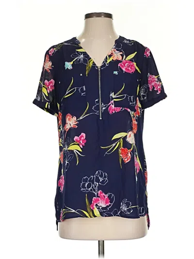 Pre-owned Apt. 9 Short Sleeve Blouse In Blue