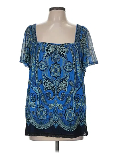 Pre-owned Apt. 9 Short Sleeve Blouse In Blue