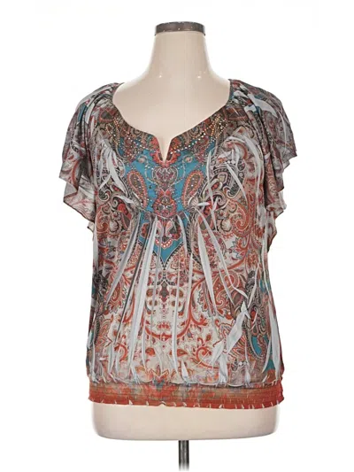 Pre-owned Apt. 9 Short Sleeve Blouse In Brown