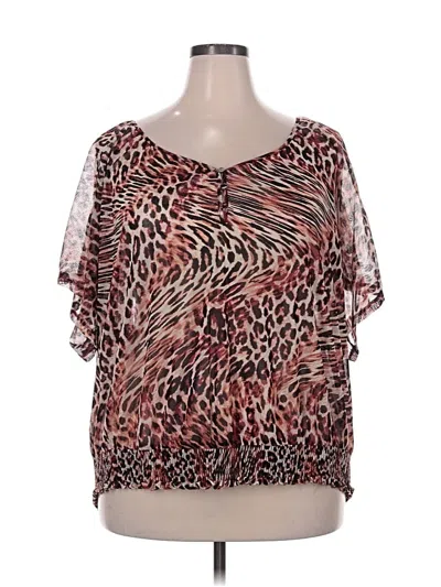 Pre-owned Apt. 9 Short Sleeve Blouse In Brown