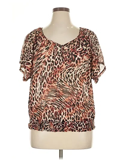Pre-owned Apt. 9 Short Sleeve Blouse In Brown