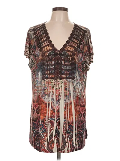 Pre-owned Apt. 9 Short Sleeve Blouse In Brown