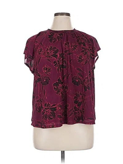 Pre-owned Apt. 9 Short Sleeve Blouse In Burgundy