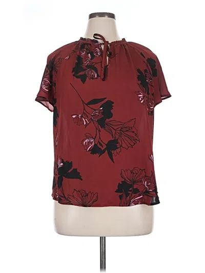 Pre-owned Apt. 9 Short Sleeve Blouse In Burgundy