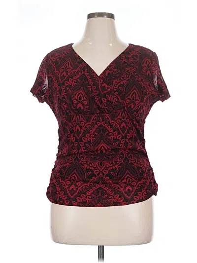 Pre-owned Apt. 9 Short Sleeve Blouse In Burgundy