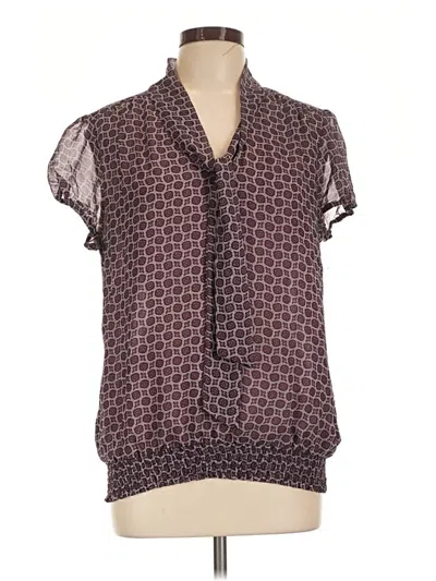 Pre-owned Apt. 9 Short Sleeve Blouse In Burgundy