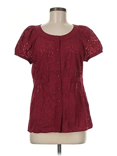 Pre-owned Apt. 9 Short Sleeve Blouse In Burgundy