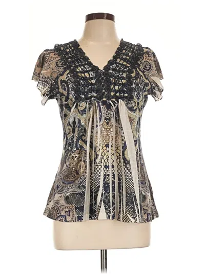 Pre-owned Apt. 9 Short Sleeve Blouse In Gold