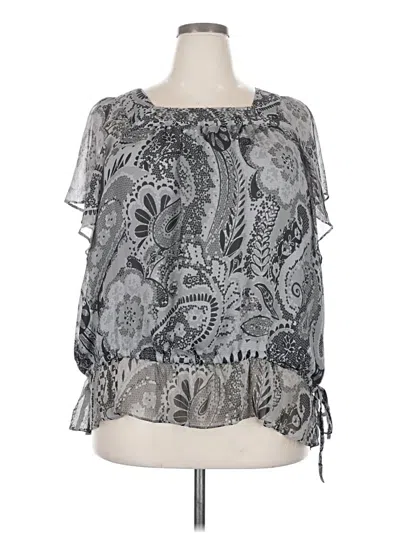 Pre-owned Apt. 9 Short Sleeve Blouse In Gray