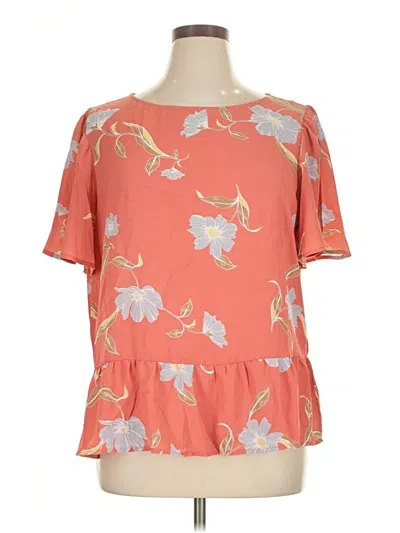 Pre-owned Apt. 9 Short Sleeve Blouse In Orange