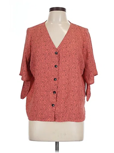 Pre-owned Apt. 9 Short Sleeve Blouse In Orange