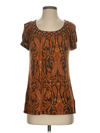 Pre-owned Apt. 9 Short Sleeve Blouse In Orange