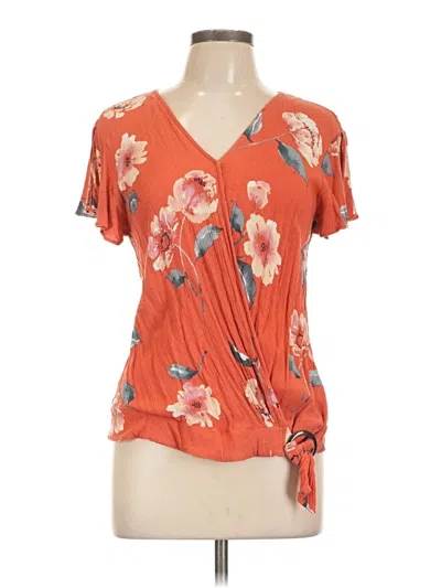 Pre-owned Apt. 9 Short Sleeve Blouse In Orange