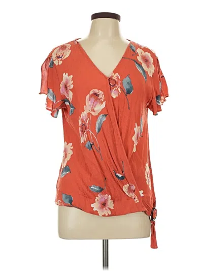 Pre-owned Apt. 9 Short Sleeve Blouse In Orange