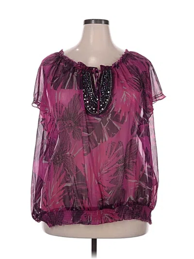 Pre-owned Apt. 9 Short Sleeve Blouse In Purple