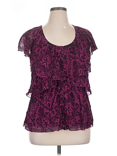 Pre-owned Apt. 9 Short Sleeve Blouse In Purple