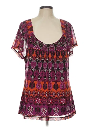 Pre-owned Apt. 9 Short Sleeve Blouse In Purple