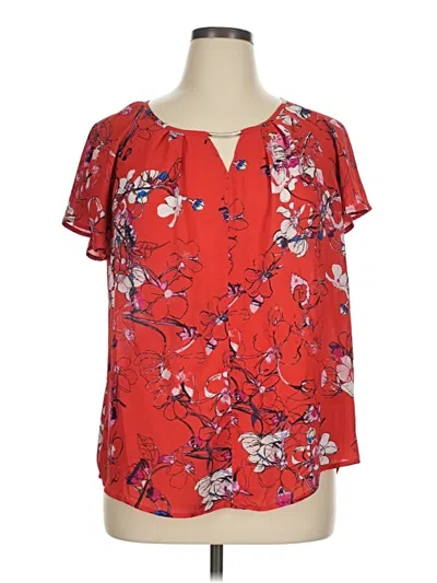 Pre-owned Apt. 9 Short Sleeve Blouse In Red