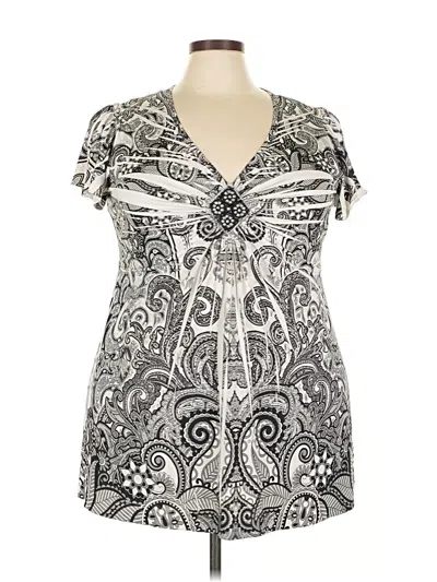 Pre-owned Apt. 9 Short Sleeve Blouse In Silver