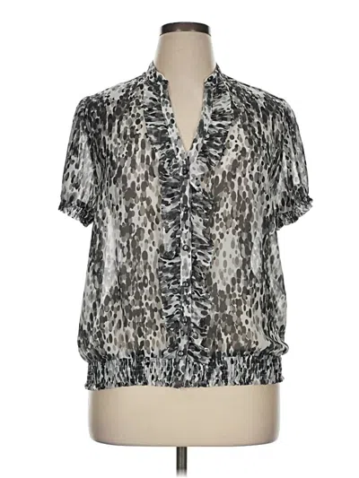 Pre-owned Apt. 9 Short Sleeve Blouse In Silver