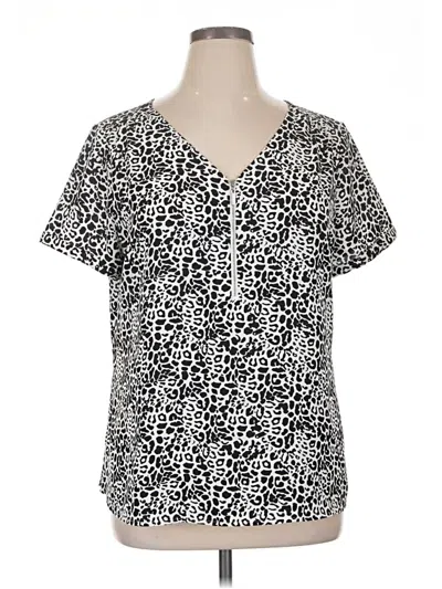 Pre-owned Apt. 9 Short Sleeve Blouse In Silver