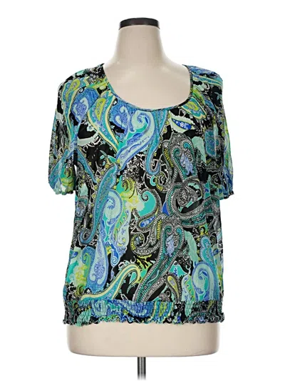 Pre-owned Apt. 9 Short Sleeve Blouse In Teal