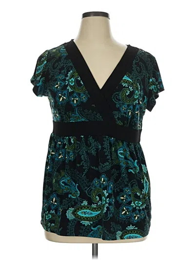Pre-owned Apt. 9 Short Sleeve Blouse In Teal